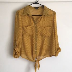 Mustard and Black Polka Dot Blouse